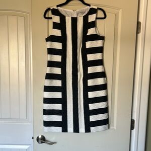 J Taylor Black and White Striped Dress